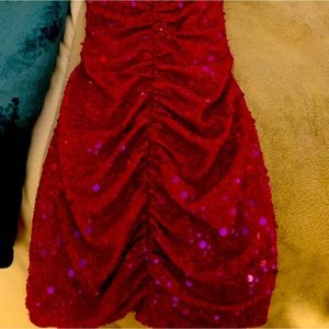 Sequence mini dress and long formal green dress